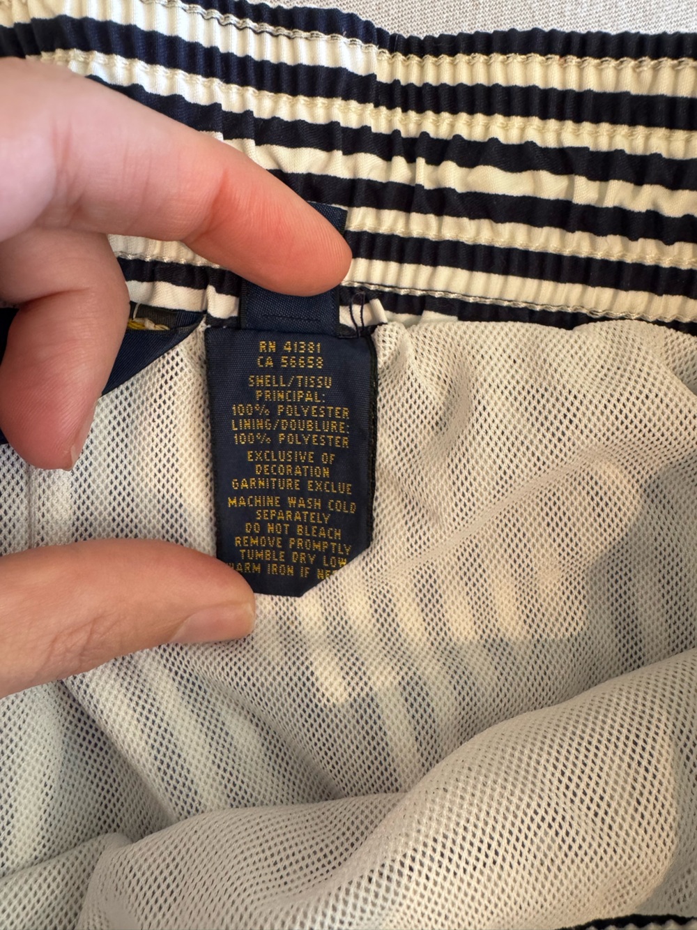 Polo by Ralph Lauren Navy and White Striped Swim Trunks - Picture 6 of 8